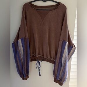 Free People We The Free Stripe Cuff Pullover XL